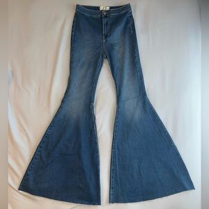 Free People Dark Blue High Rise Bellbottom Jeans